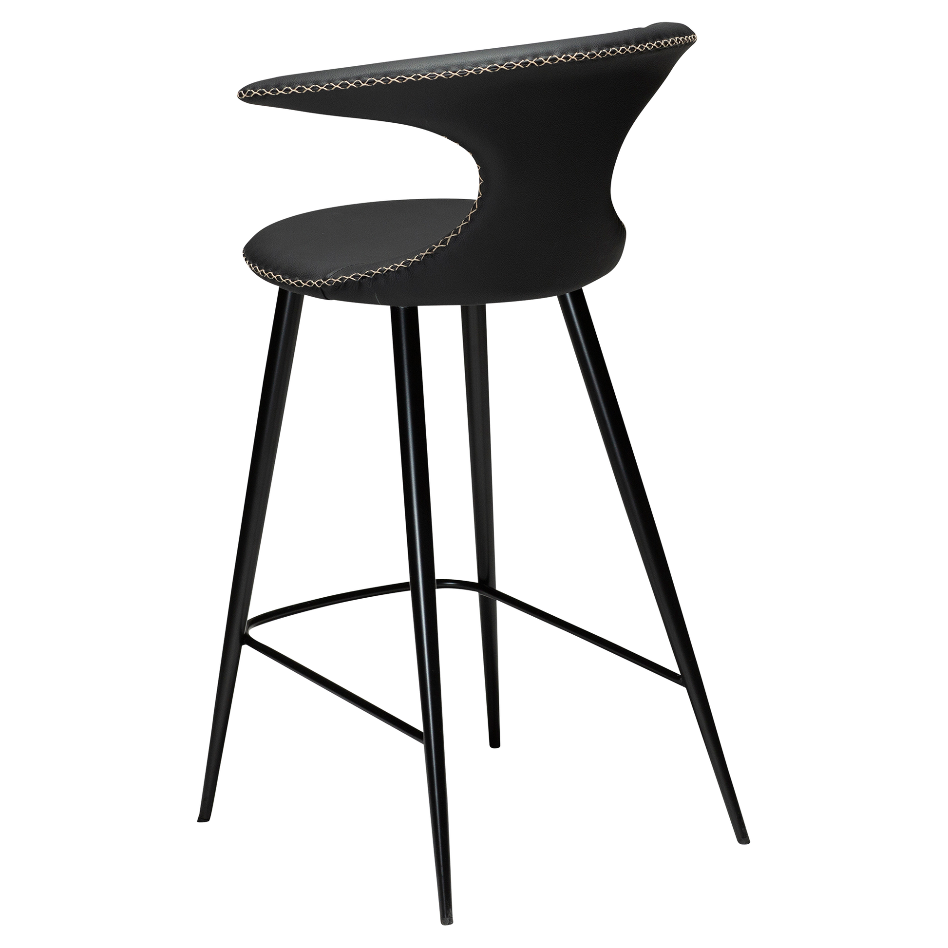 [var:Bezug=Schwarzes Leder mit schwarzen konischen Beinen] FLAIR Thekenhocker