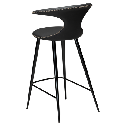 [var:Bezug=Schwarzes Leder mit schwarzen konischen Beinen] FLAIR Thekenhocker