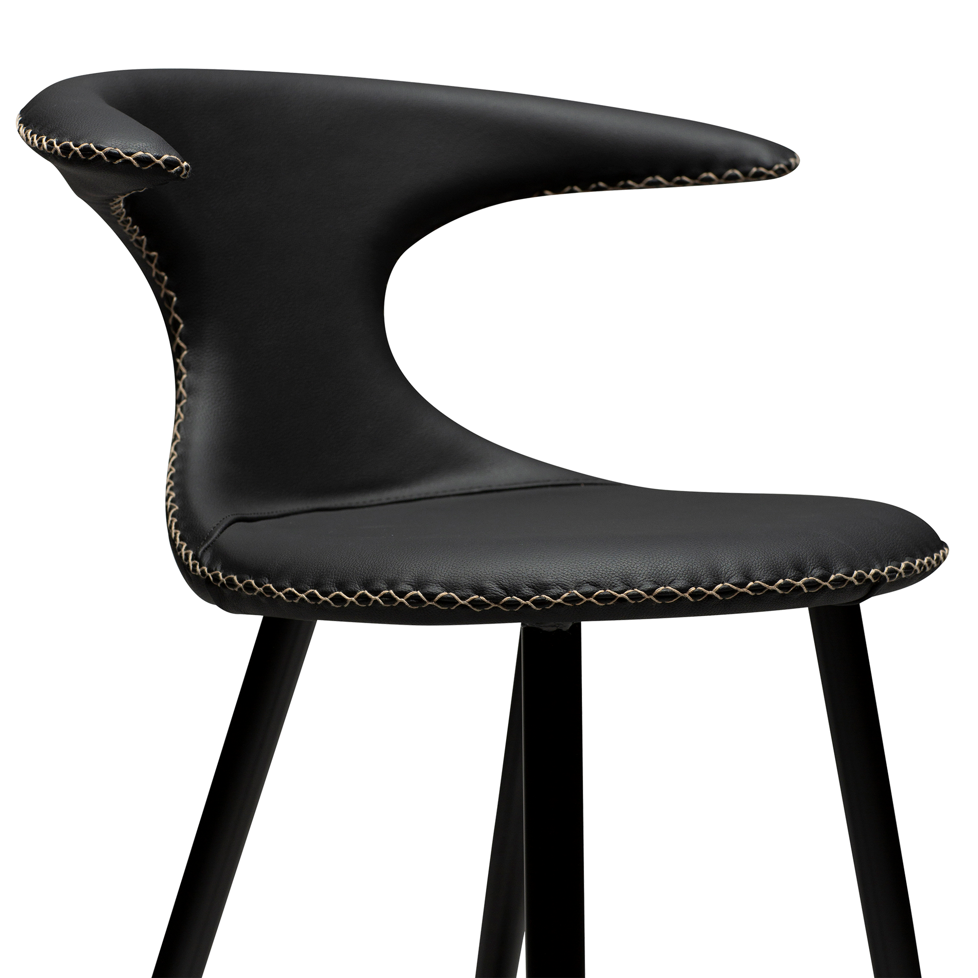 [var:Bezug=Schwarzes Leder mit schwarzen konischen Beinen] FLAIR Thekenhocker