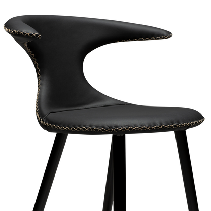 [var:Bezug=Schwarzes Leder mit schwarzen konischen Beinen] FLAIR Thekenhocker