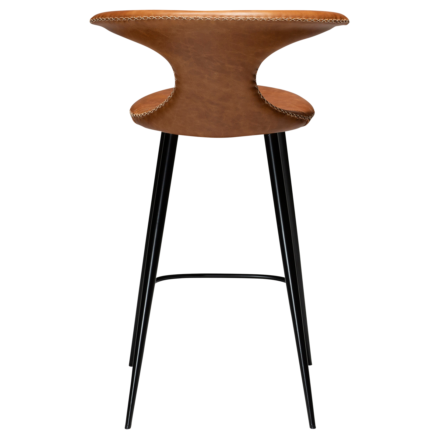 [var:Bezug=Hellbraunes Leder mit schwarzen konischen Beinen] FLAIR Thekenhocker