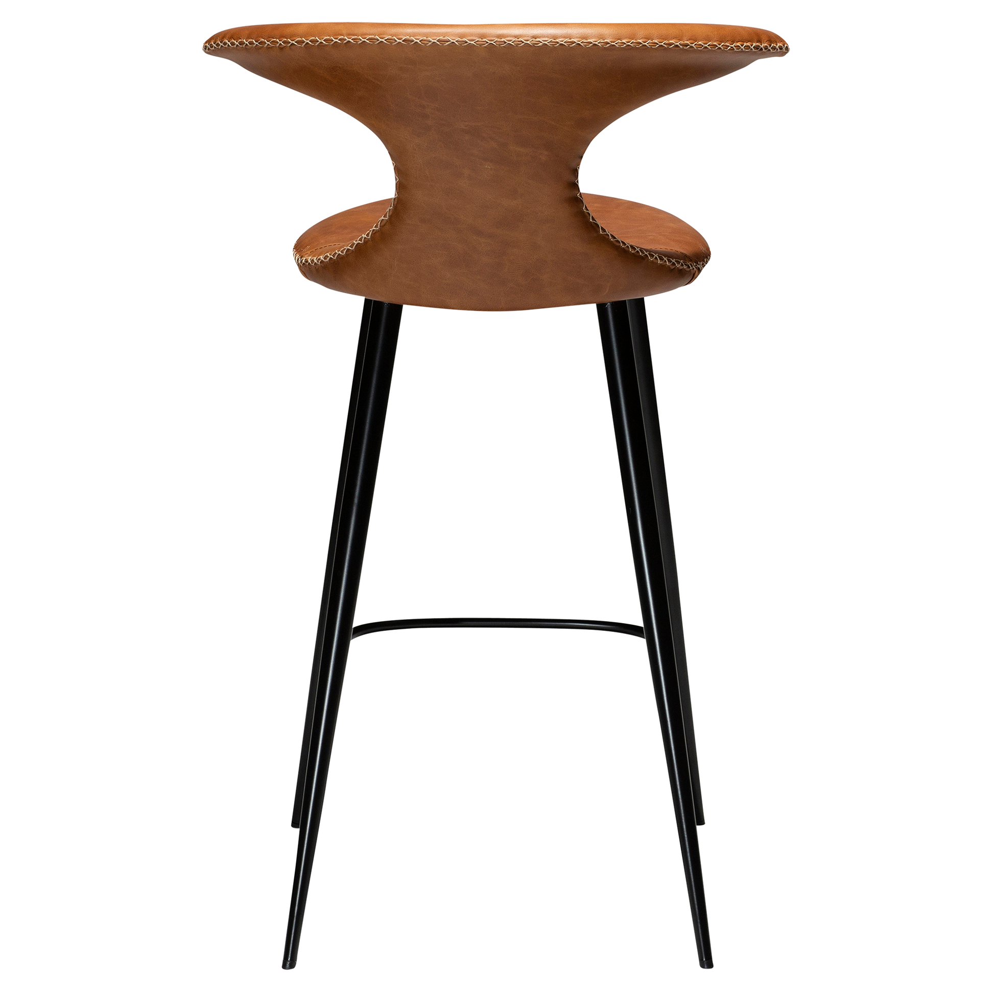 [var:Bezug=Hellbraunes Leder mit schwarzen konischen Beinen] FLAIR Thekenhocker