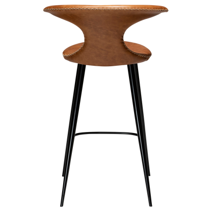 [var:Bezug=Hellbraunes Leder mit schwarzen konischen Beinen] FLAIR Thekenhocker