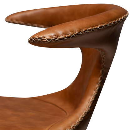 [var:Bezug=Hellbraunes Leder mit schwarzen konischen Beinen] FLAIR Thekenhocker