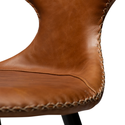 [var:Bezug=Hellbraunes Leder mit schwarzen konischen Beinen] FLAIR Thekenhocker