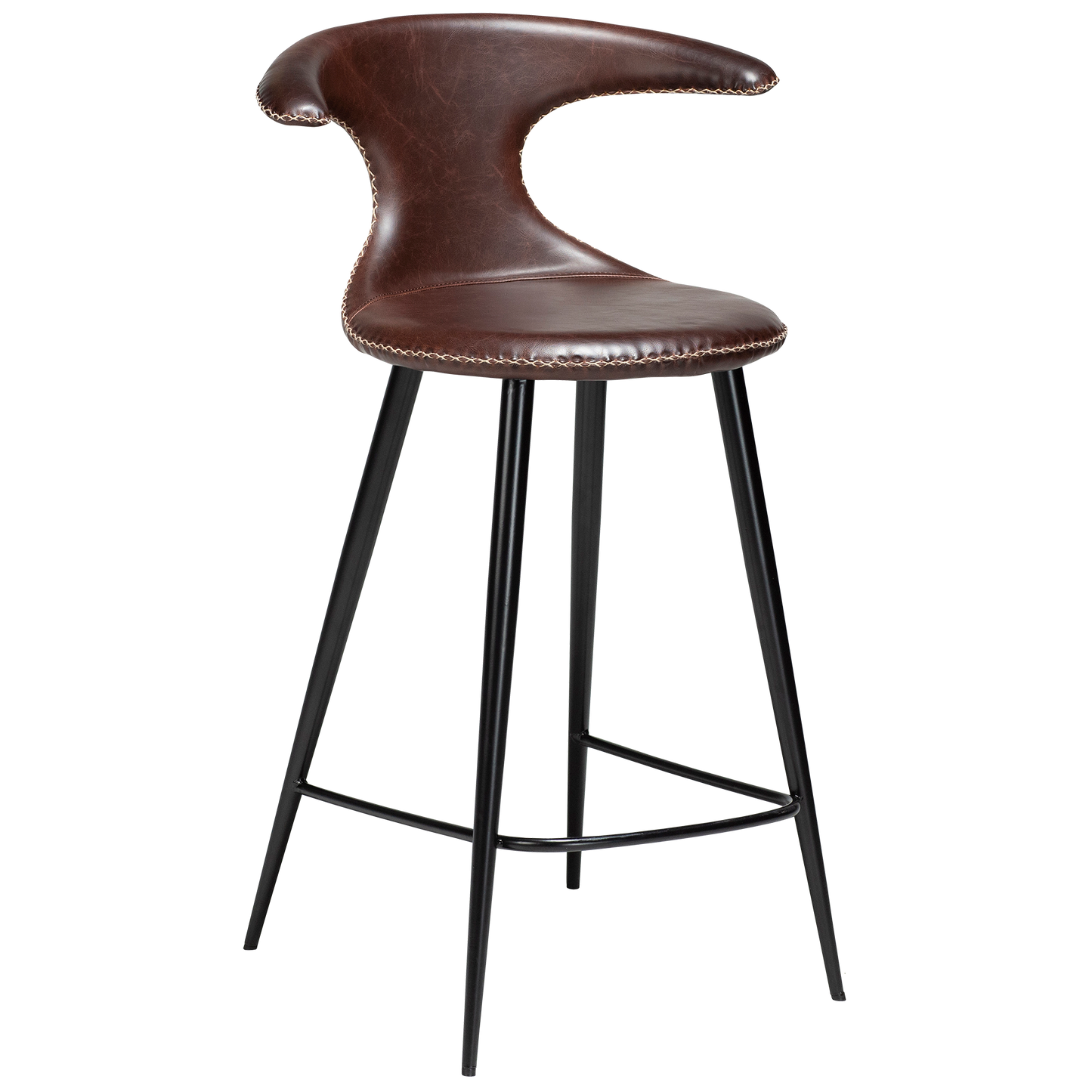 [var:Bezug=Vintage kakaofarbenes Kunstleder mit runden schwarzen Beinen] FLAIR Thekenhocker (UK FR)
