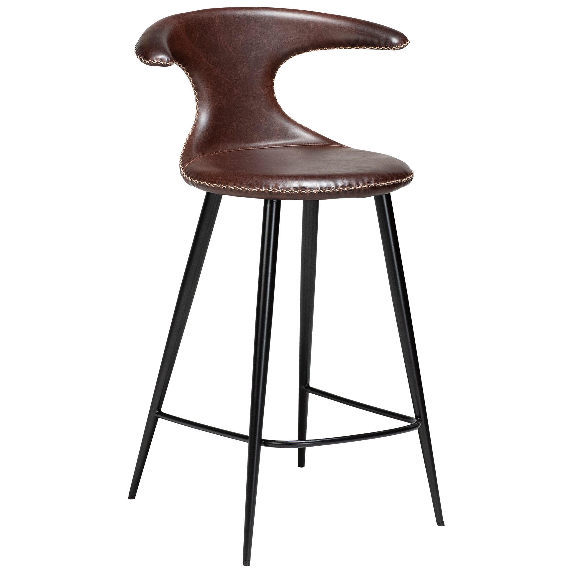 [var:Bezug=Vintage kakaofarbenes Kunstleder mit runden schwarzen Beinen] FLAIR Thekenhocker (UK FR)