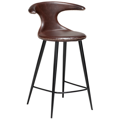 [var:Bezug=Vintage kakaofarbenes Kunstleder mit runden schwarzen Beinen] FLAIR Thekenhocker (UK FR)