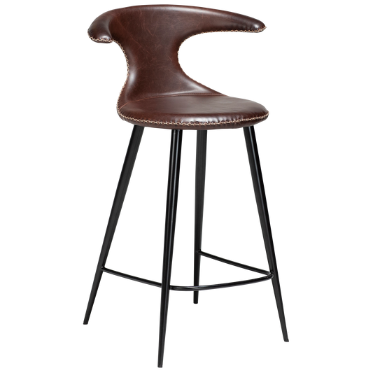 [var:Bezug=Vintage kakaofarbenes Kunstleder mit runden schwarzen Beinen] FLAIR Thekenhocker (UK FR)