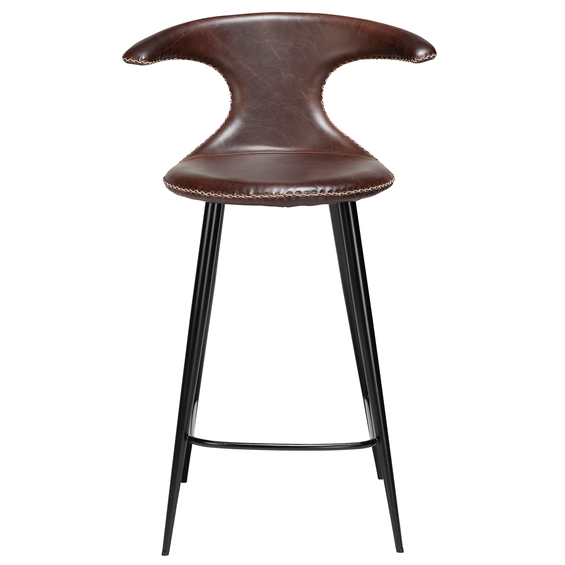 [var:Bezug=Vintage kakaofarbenes Kunstleder mit runden schwarzen Beinen] FLAIR Thekenhocker (UK FR)