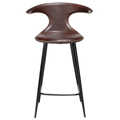 [var:Bezug=Vintage kakaofarbenes Kunstleder mit runden schwarzen Beinen] FLAIR Thekenhocker (UK FR)