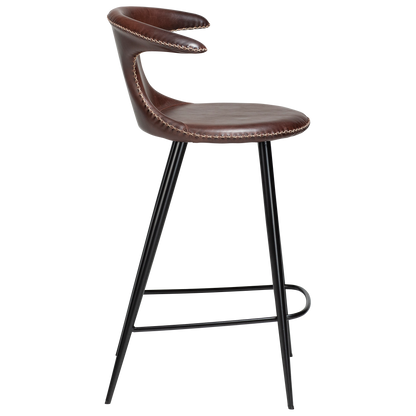 [var:Bezug=Vintage kakaofarbenes Kunstleder mit runden schwarzen Beinen] FLAIR Thekenhocker (UK FR)
