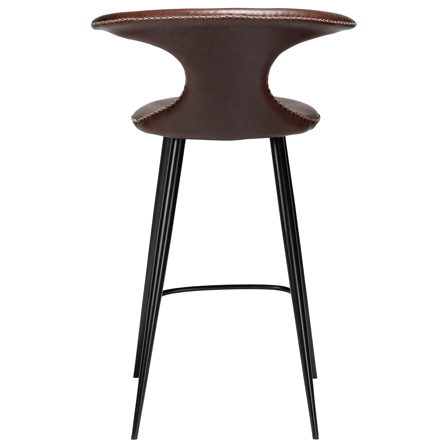 [var:Bezug=Vintage kakaofarbenes Kunstleder mit runden schwarzen Beinen] FLAIR Thekenhocker (UK FR)
