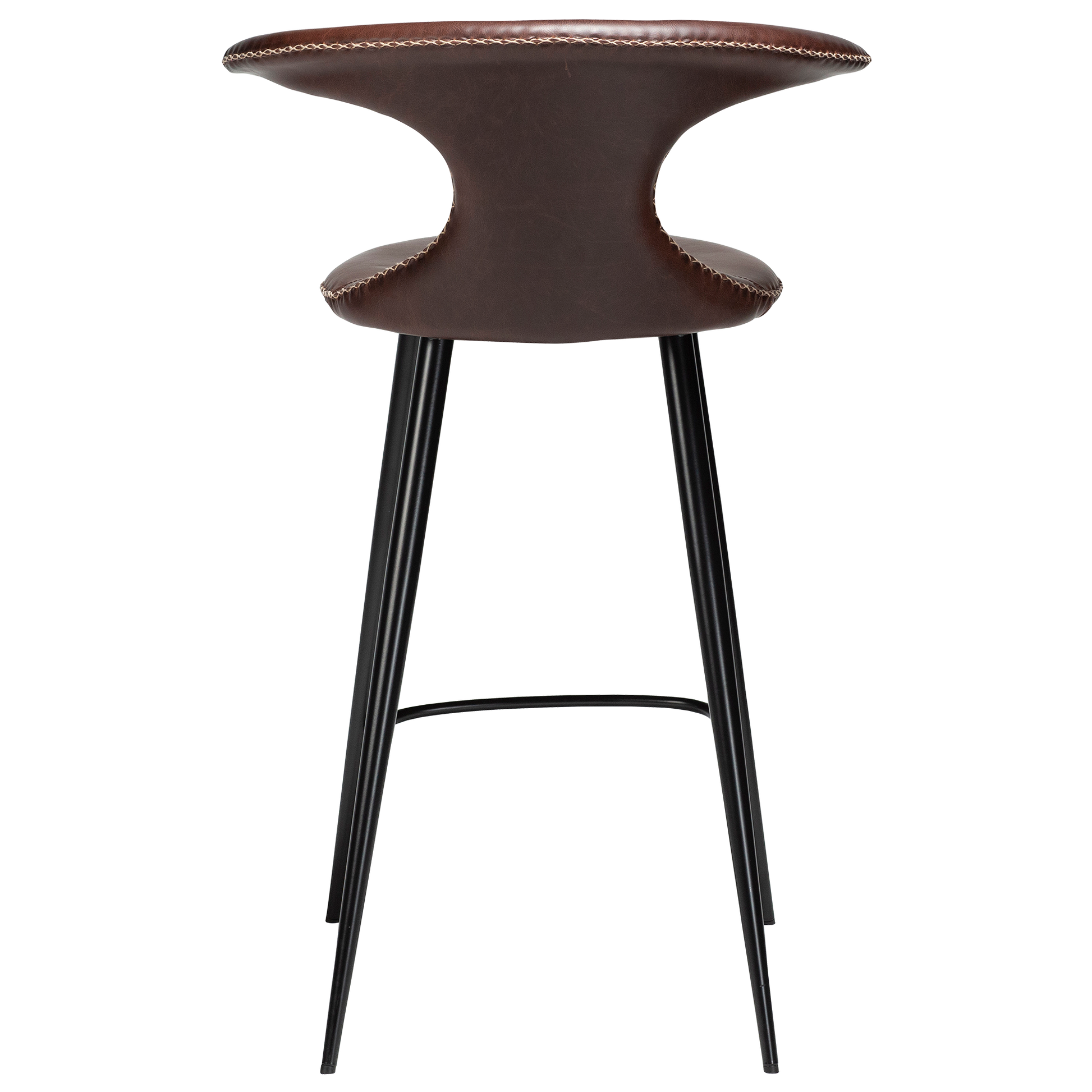 [var:Bezug=Vintage kakaofarbenes Kunstleder mit runden schwarzen Beinen] FLAIR Thekenhocker (UK FR)