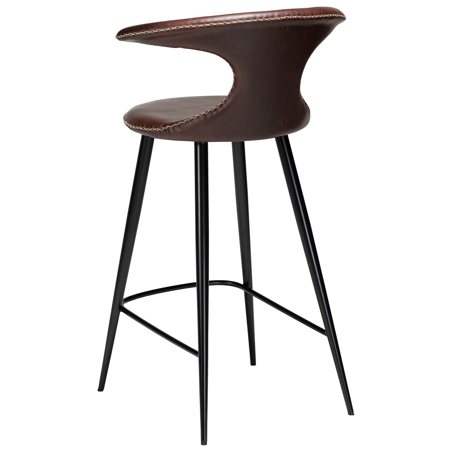 [var:Bezug=Vintage kakaofarbenes Kunstleder mit runden schwarzen Beinen] FLAIR Thekenhocker (UK FR)