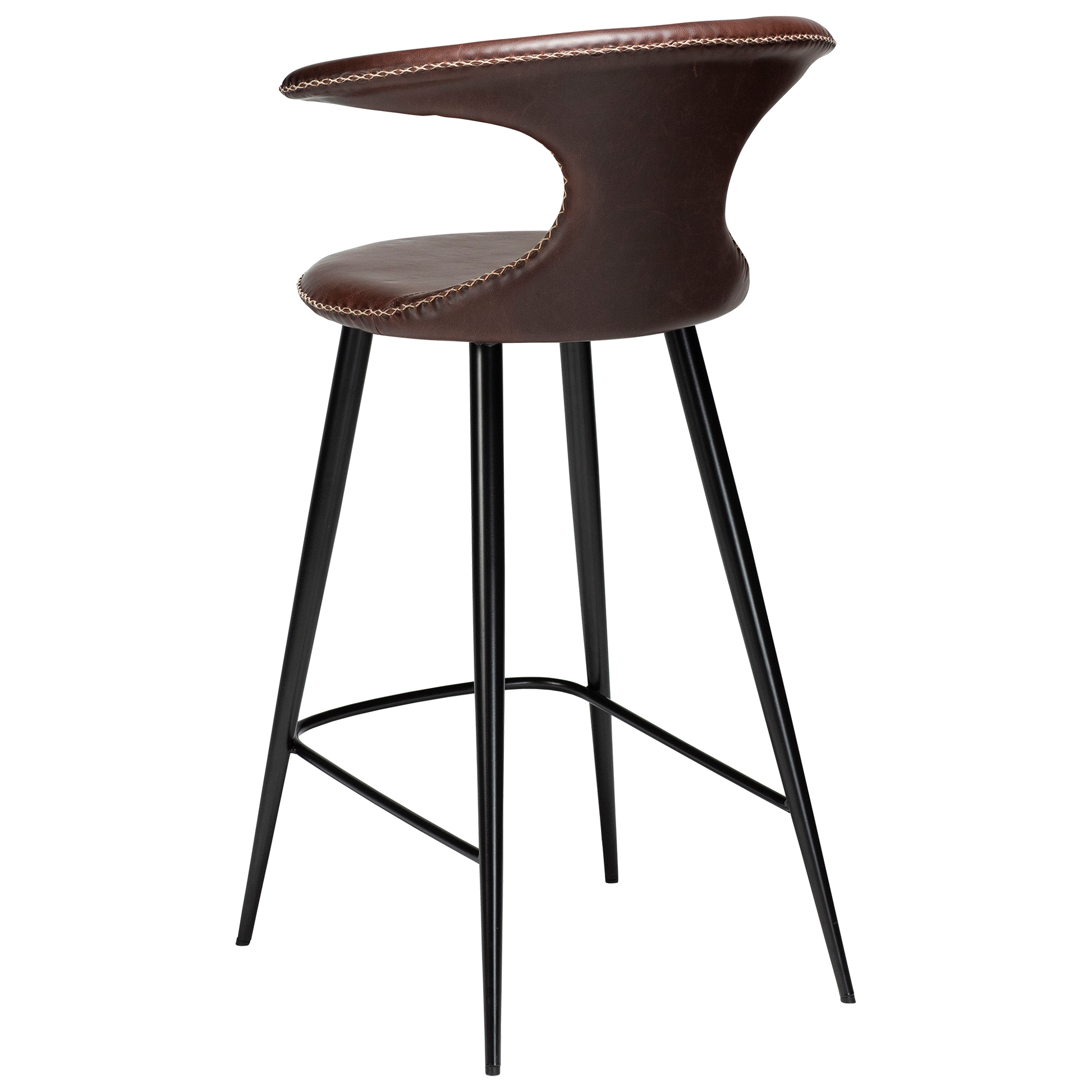 [var:Bezug=Vintage kakaofarbenes Kunstleder mit runden schwarzen Beinen] FLAIR Thekenhocker (UK FR)