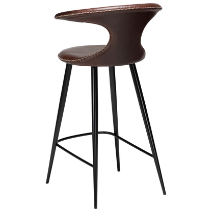 [var:Bezug=Vintage kakaofarbenes Kunstleder mit runden schwarzen Beinen] FLAIR Thekenhocker (UK FR)