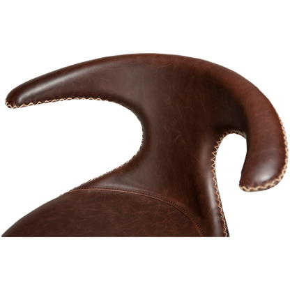 [var:Bezug=Vintage kakaofarbenes Kunstleder mit runden schwarzen Beinen] FLAIR Thekenhocker (UK FR)