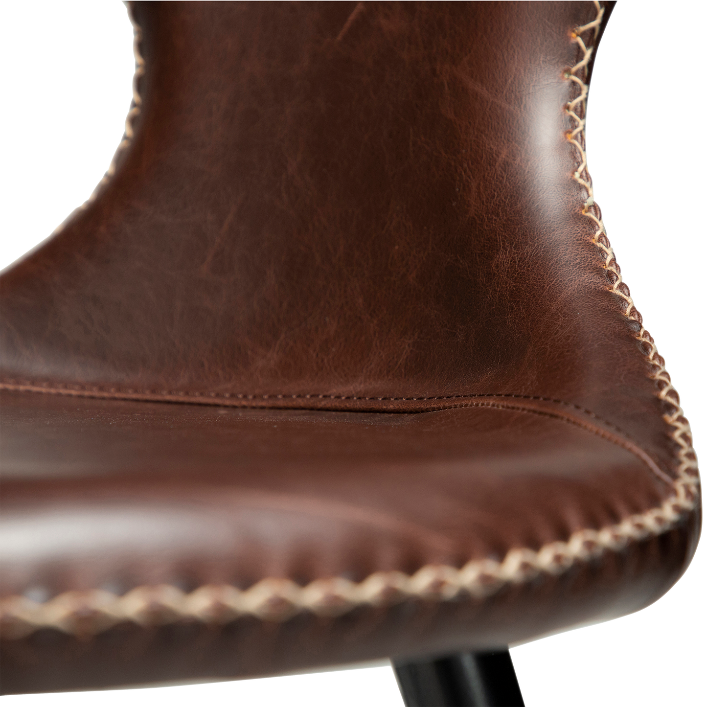 [var:Bezug=Vintage kakaofarbenes Kunstleder mit runden schwarzen Beinen] FLAIR Thekenhocker (UK FR)