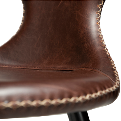 [var:Bezug=Vintage kakaofarbenes Kunstleder mit runden schwarzen Beinen] FLAIR Thekenhocker (UK FR)