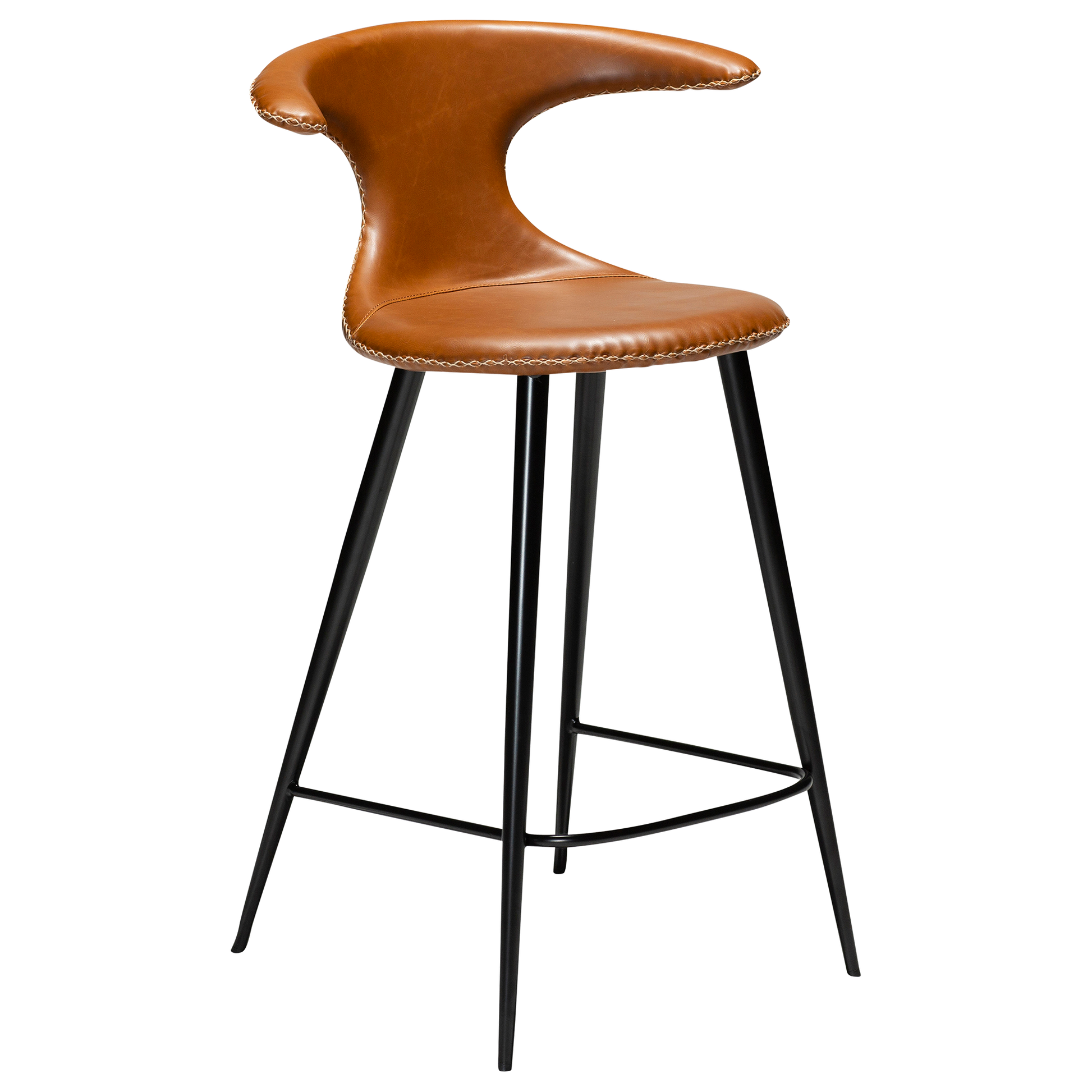 [var:Bezug=Vintage hellbraunes Kunstleder mit runden schwarzen Beinen] FLAIR Thekenhocker