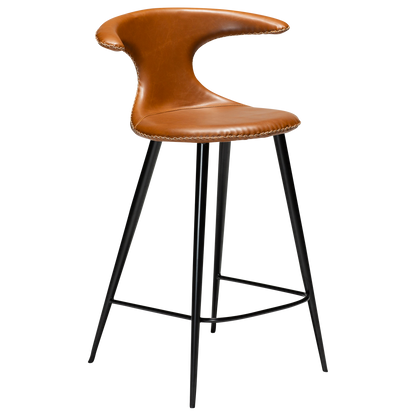 [var:Bezug=Vintage hellbraunes Kunstleder mit runden schwarzen Beinen] FLAIR Thekenhocker