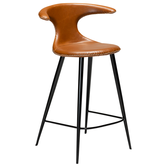 [var:Bezug=Vintage hellbraunes Kunstleder mit runden schwarzen Beinen] FLAIR Thekenhocker