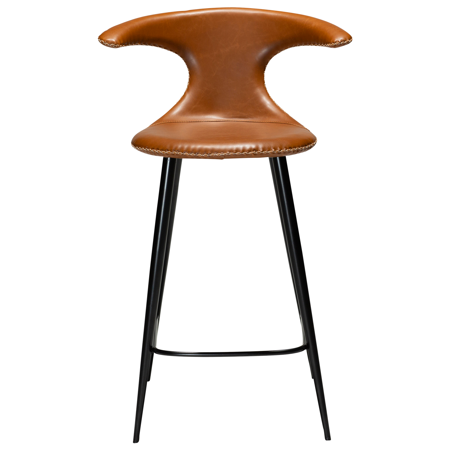 [var:Bezug=Vintage hellbraunes Kunstleder mit runden schwarzen Beinen] FLAIR Thekenhocker