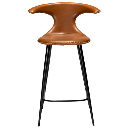 [var:Bezug=Vintage hellbraunes Kunstleder mit runden schwarzen Beinen] FLAIR Thekenhocker