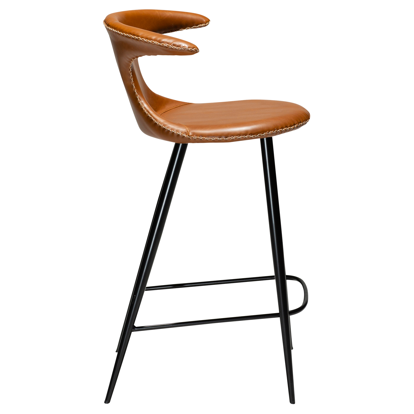 [var:Bezug=Vintage hellbraunes Kunstleder mit runden schwarzen Beinen] FLAIR Thekenhocker