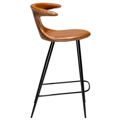 [var:Bezug=Vintage hellbraunes Kunstleder mit runden schwarzen Beinen] FLAIR Thekenhocker