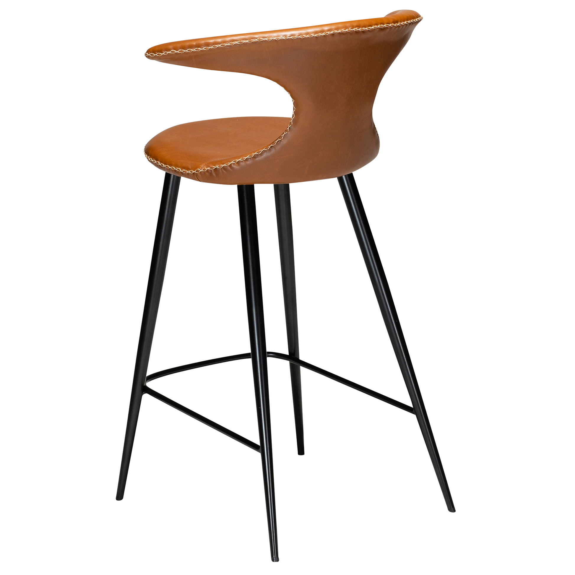 [var:Bezug=Vintage hellbraunes Kunstleder mit runden schwarzen Beinen] FLAIR Thekenhocker