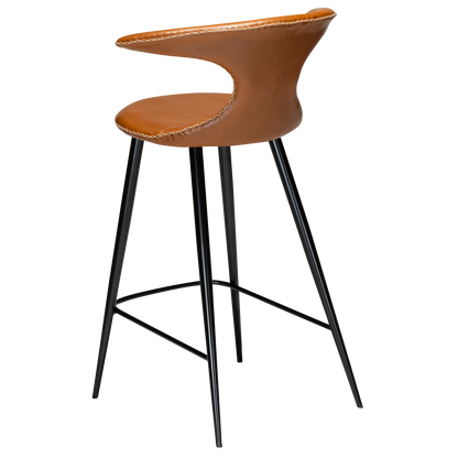 [var:Bezug=Vintage hellbraunes Kunstleder mit runden schwarzen Beinen] FLAIR Thekenhocker
