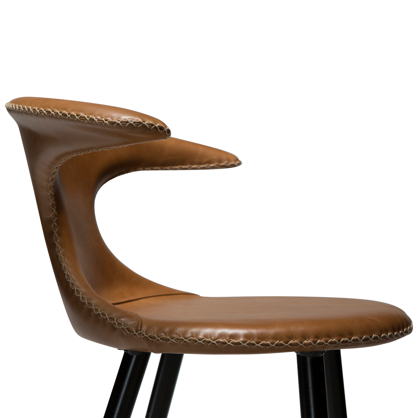 [var:Bezug=Vintage hellbraunes Kunstleder mit runden schwarzen Beinen] FLAIR Thekenhocker