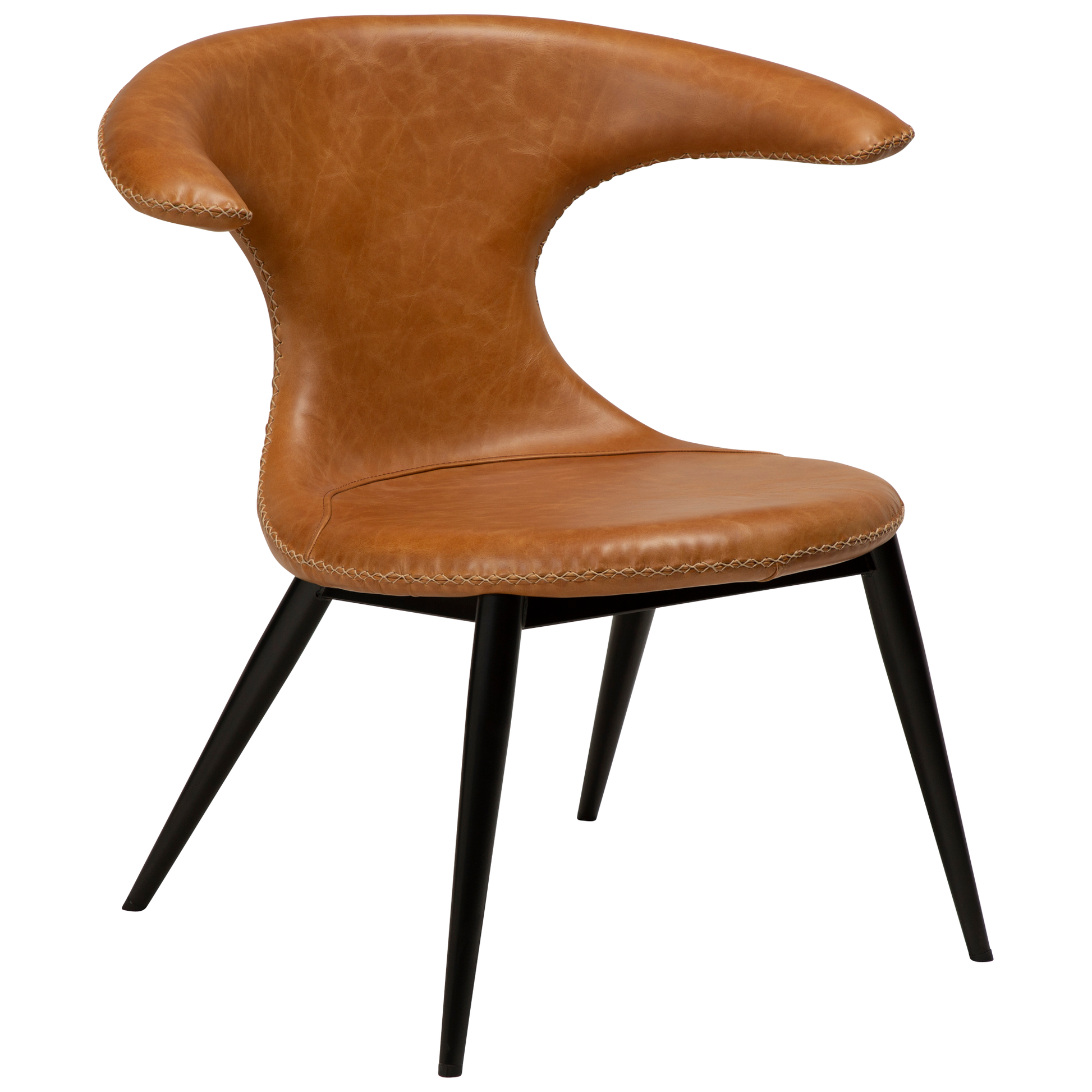 [var:Bezug=Hellbraunes Leder mit runden schwarzen Beinen] FLAIR Loungesessel