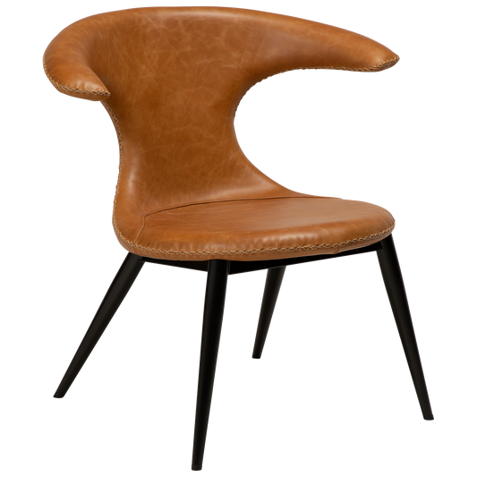 [var:Bezug=Hellbraunes Leder mit runden schwarzen Beinen] FLAIR Loungesessel