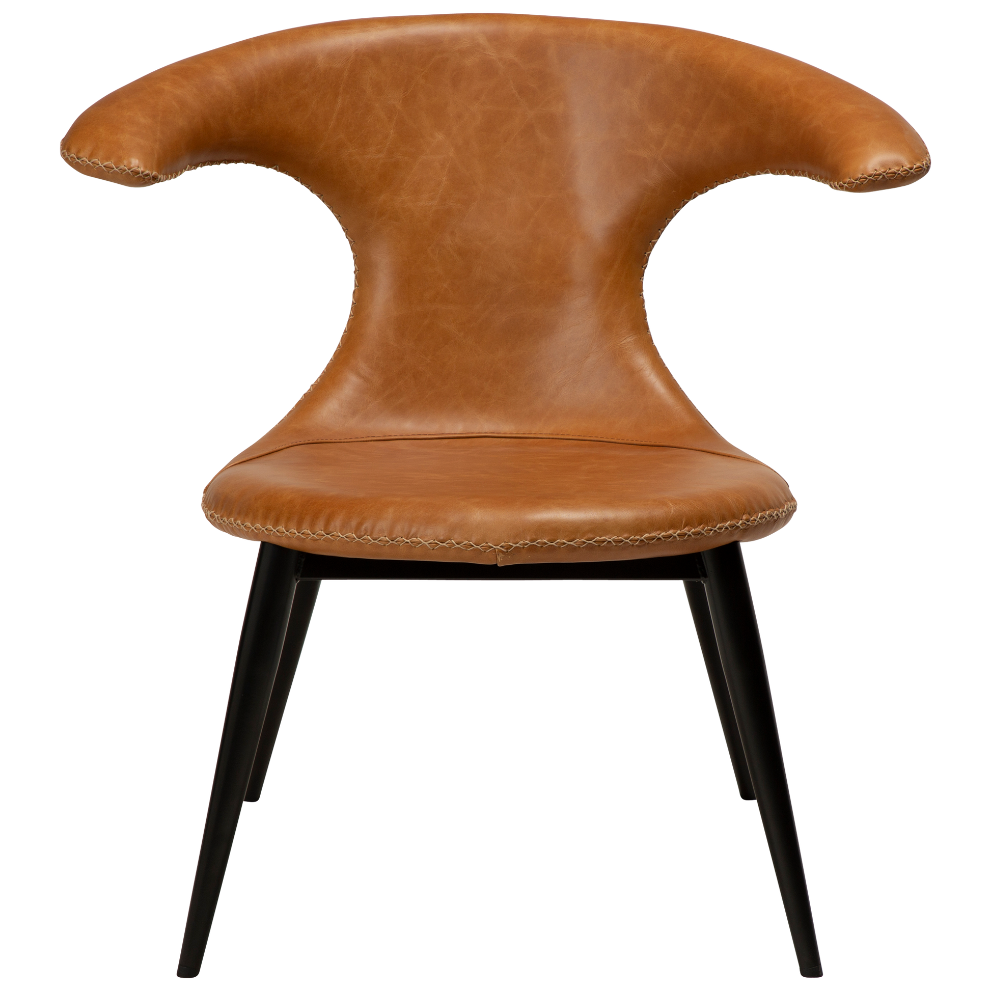 [var:Bezug=Hellbraunes Leder mit runden schwarzen Beinen] FLAIR Loungesessel