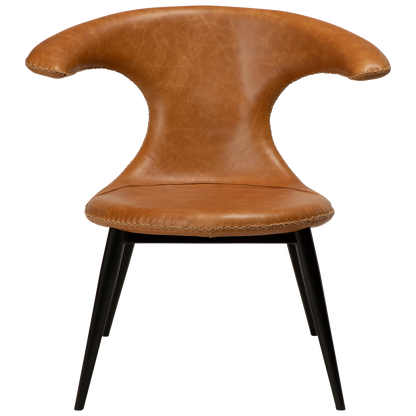 [var:Bezug=Hellbraunes Leder mit runden schwarzen Beinen] FLAIR Loungesessel