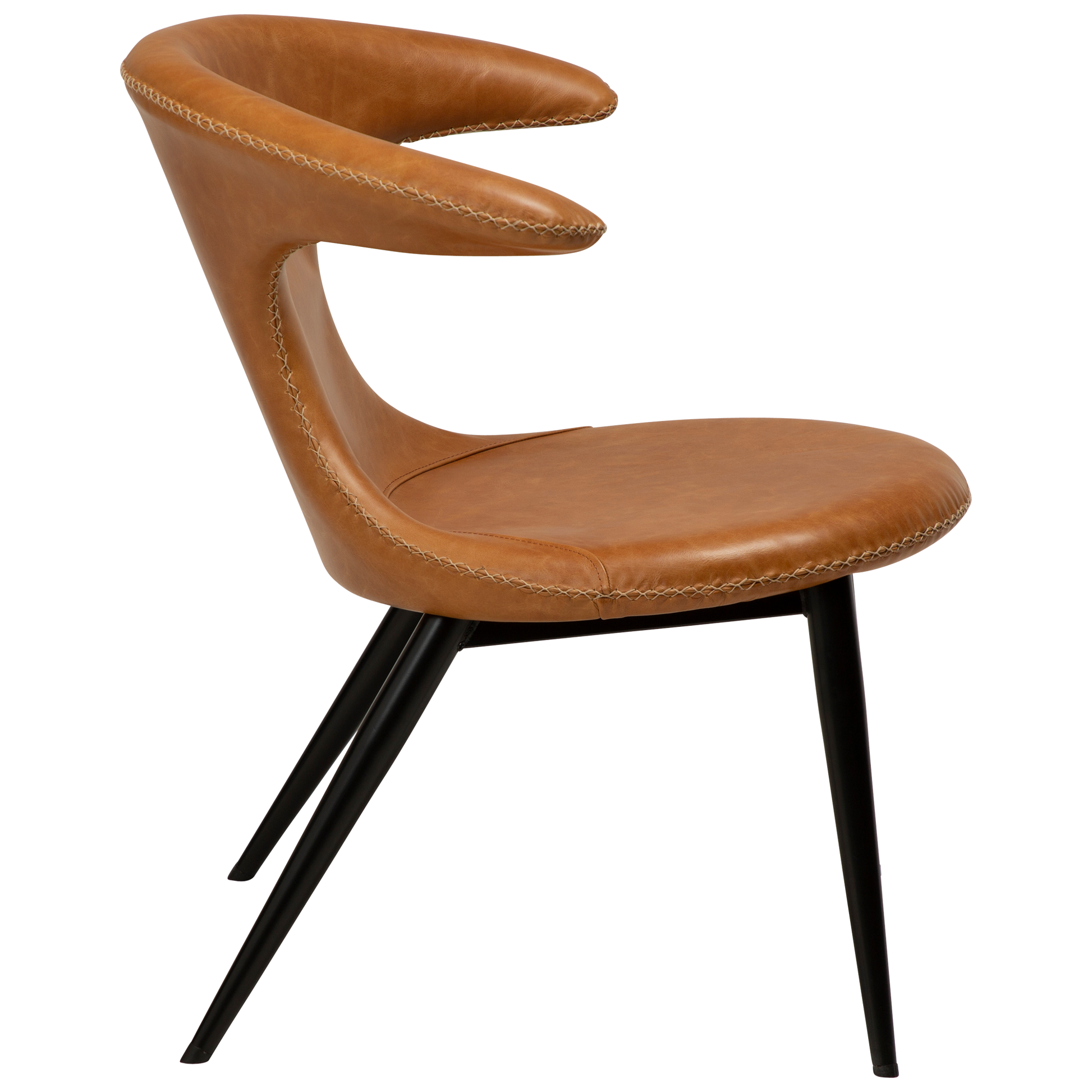 [var:Bezug=Hellbraunes Leder mit runden schwarzen Beinen] FLAIR Loungesessel