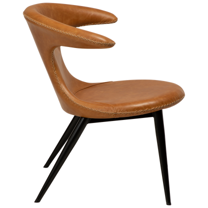 [var:Bezug=Hellbraunes Leder mit runden schwarzen Beinen] FLAIR Loungesessel