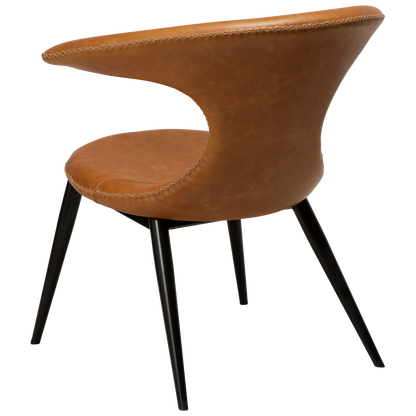 [var:Bezug=Hellbraunes Leder mit runden schwarzen Beinen] FLAIR Loungesessel