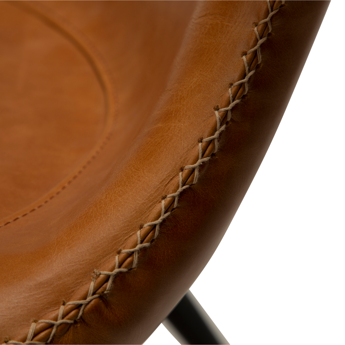 [var:Bezug=Hellbraunes Leder mit runden schwarzen Beinen] FLAIR Loungesessel