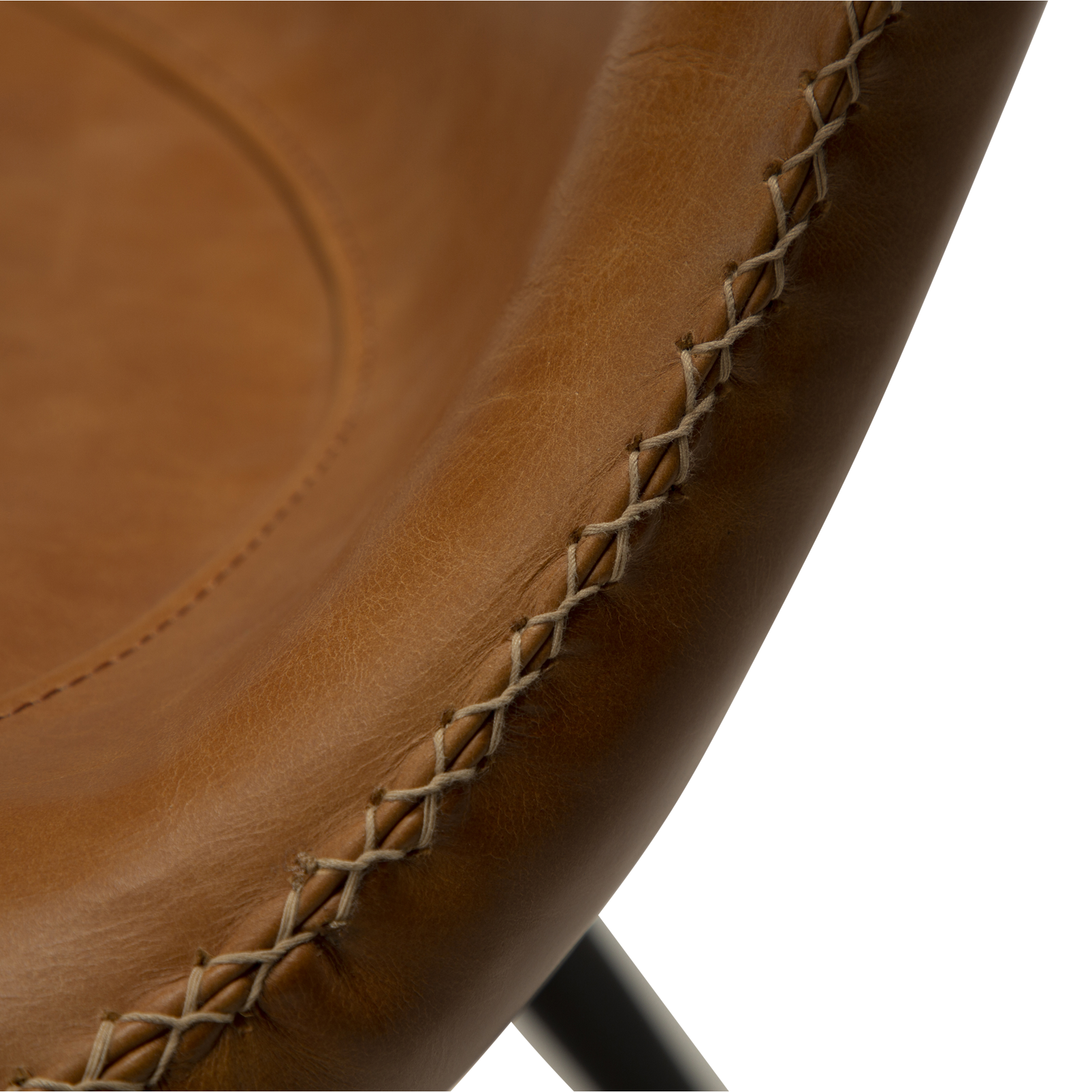 [var:Bezug=Hellbraunes Leder mit runden schwarzen Beinen] FLAIR Loungesessel