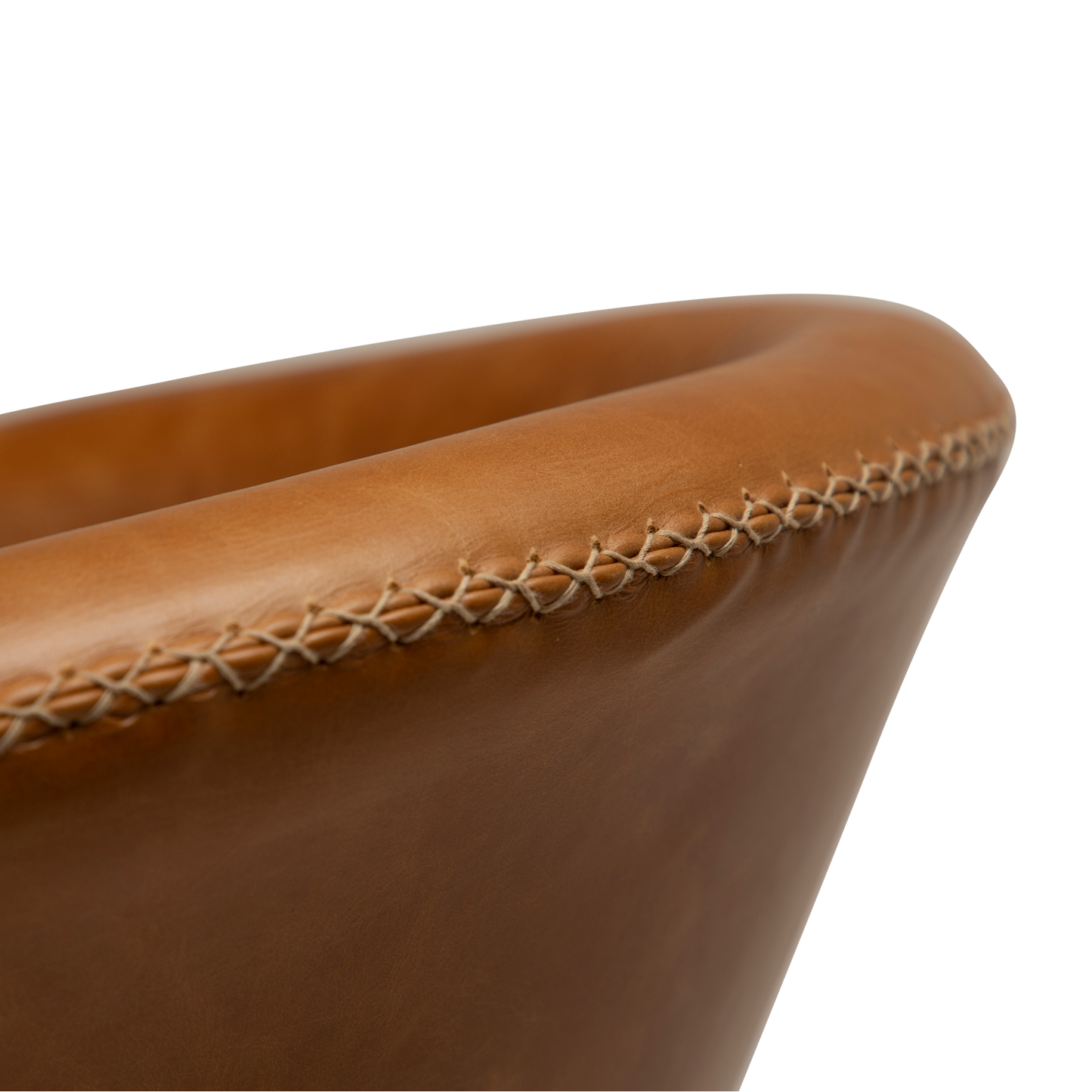 [var:Bezug=Hellbraunes Leder mit runden schwarzen Beinen] FLAIR Loungesessel