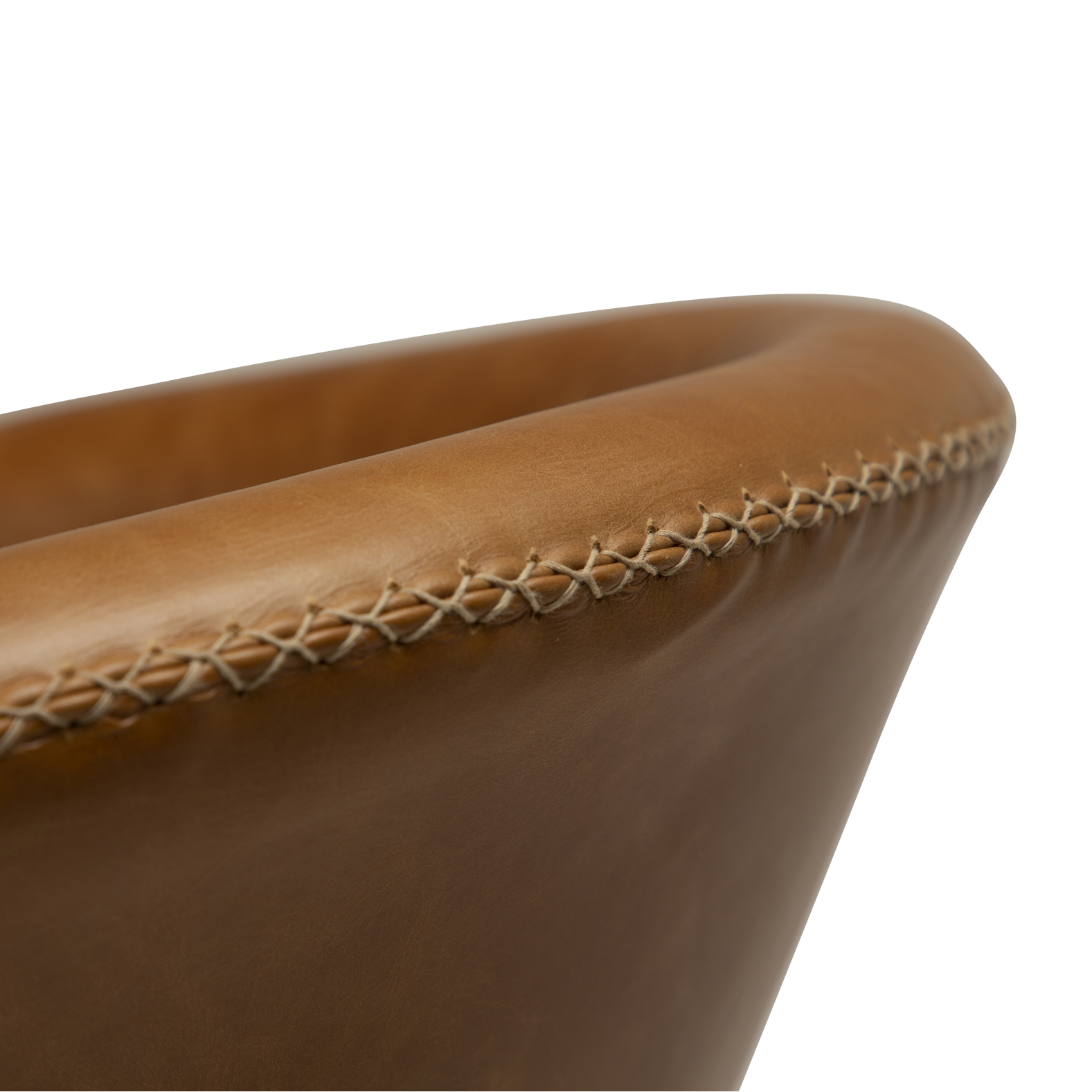 [var:Bezug=Hellbraunes Leder mit runden schwarzen Beinen] FLAIR Loungesessel