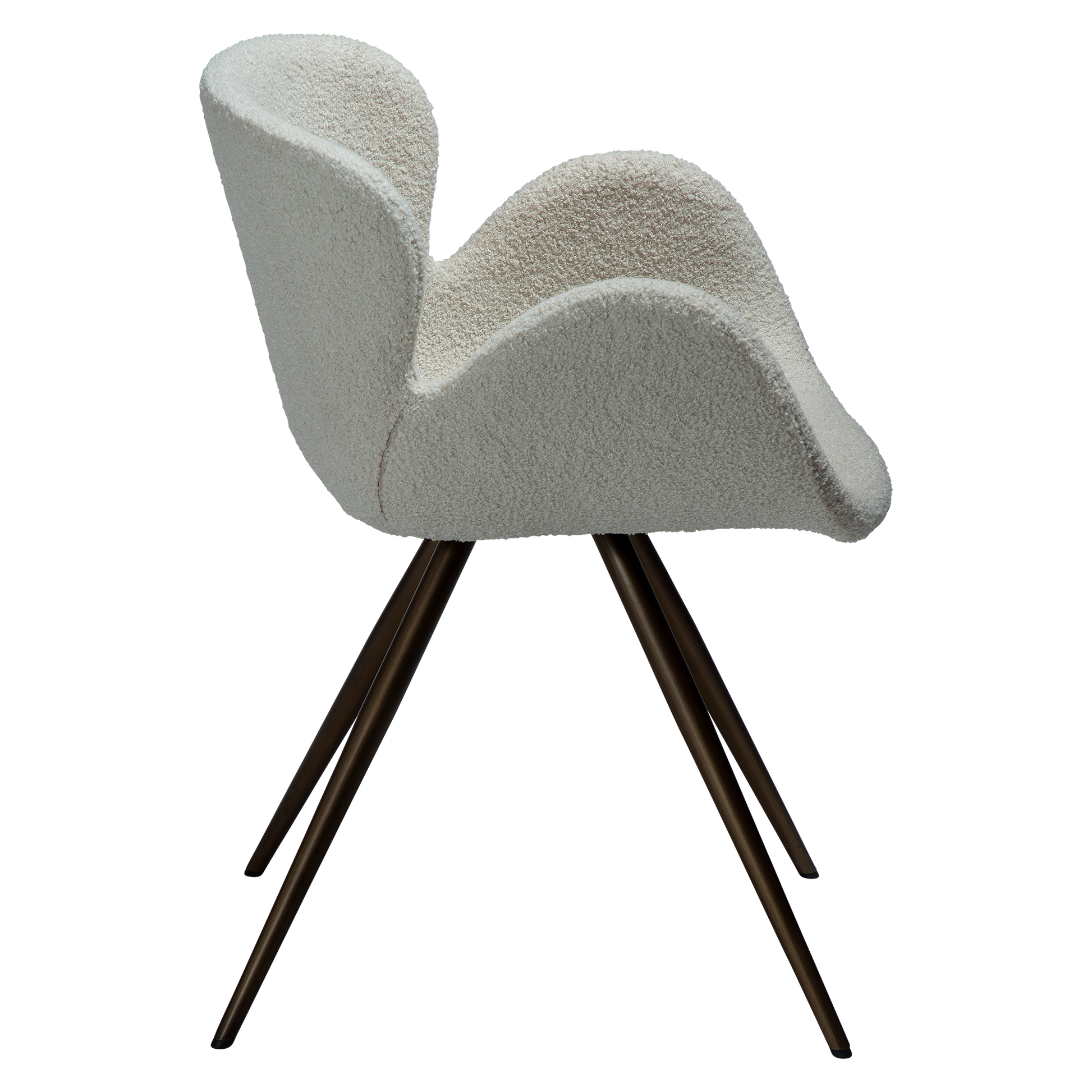 [var:Bezug=Taube RPES Bouclé mit antiken Messingbeinen] GAIA Sessel