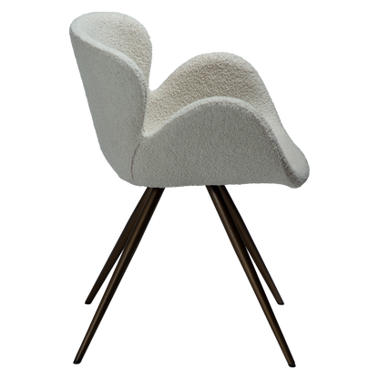 [var:Bezug=Taube RPES Bouclé mit antiken Messingbeinen] GAIA Sessel