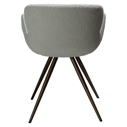 [var:Bezug=Taube RPES Bouclé mit antiken Messingbeinen] GAIA Sessel