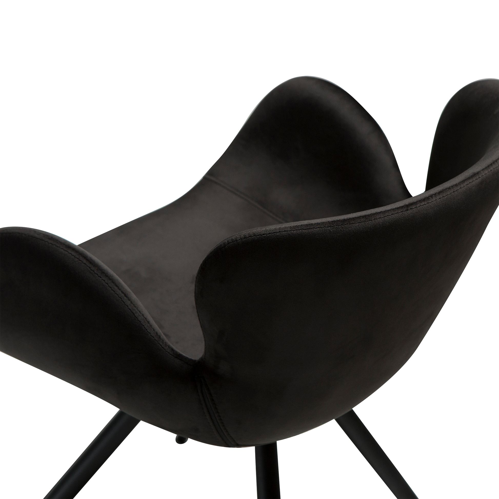 [var:Bezug=Meteoriten-schwarzer Samt mit schwarzen Beinen] GAIA Sessel