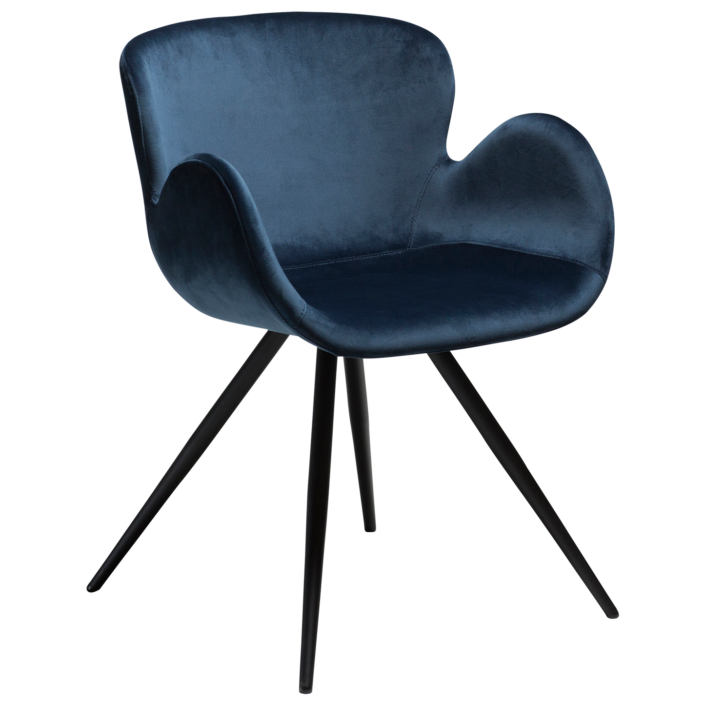 [var:Bezug=Mitternachtsblauer Samt mit schwarzen Beinen] GAIA Sessel